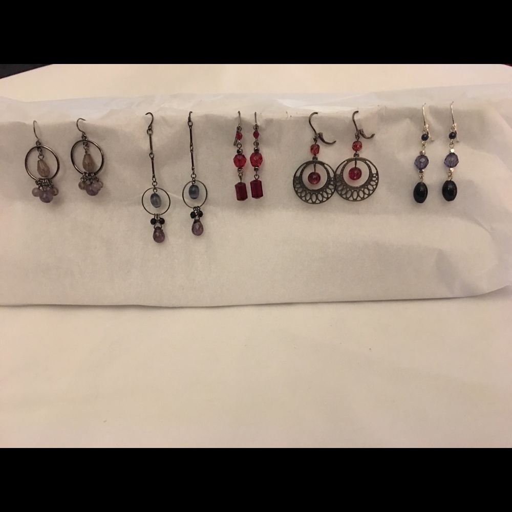 5 Beautiful pairs of dangle earrings.